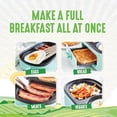 thumbnail image 4 of GreenLife - Estación de desayuno 3 en 1, placa doble antiadherente de cerámica saludable para huevos, salchicha de carne, tocino, panqueques y sándwiches de desayuno, cajón de tostadas de 2 rebanadas,, 4 of 5