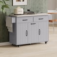 thumbnail image 1 of Îlot de Cuisine avec Abattant et Poubelle Armoire de Rangement, Chariot de Cuisine Roulant sur Roues avec Étagère Réglable, Gris, 1 of 8