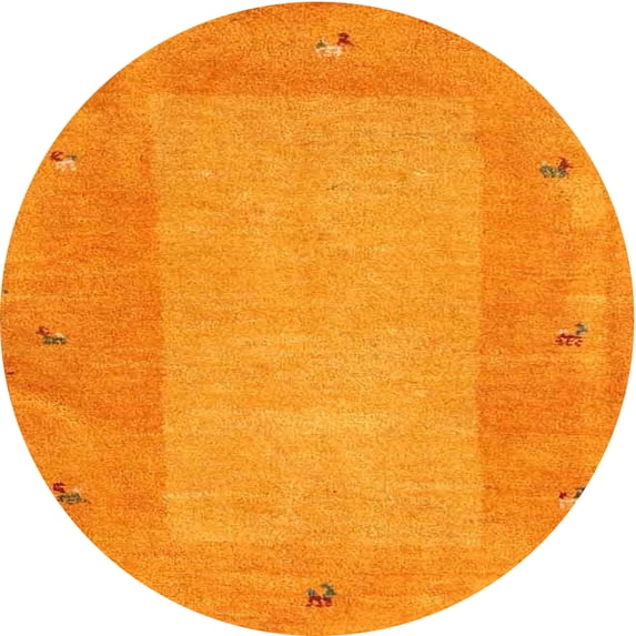 Ahgly Company Machine Washable Indoor Round Contemporary Dark Orange Area Rugs, 3' Round