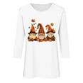 thumbnail image 4 of Leodye T-Shirts d'Halloween pour Femmes à Manches 3/4 à Col Rond, Automne, Halloween, Graphique Amusant, Haut à Manches Longues, Blanc 8(L), 4 of 4