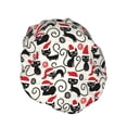 thumbnail image 2 of Kdxio Christmas Cat Print Shower Cap for Women,Elastic and Reusable,Double Waterproof Layers Bathing Hat, 2 of 9