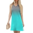 thumbnail image 4 of GXIPO V-Neck Summer Casual Beach Dress for Women 2025 Vacation Women's Sleeveless Sundress with Split Cyan M, 4 of 4