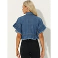 thumbnail image 4 of Unique Bargains Women's Denim Tops Ruffled Short Sleeve Lightweight Peplum Hem Jean Shirt XL Blue, 4 of 6