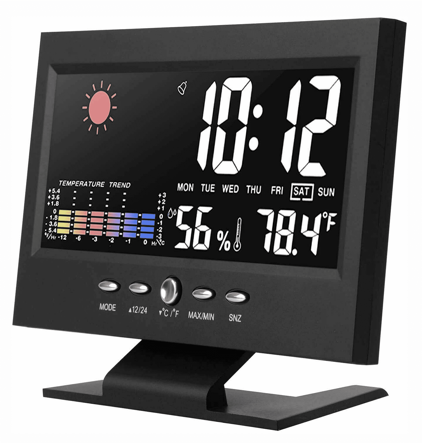 Digital Desk Alarm Clock Weather Thermometer LED Temperature Humidity Monitor