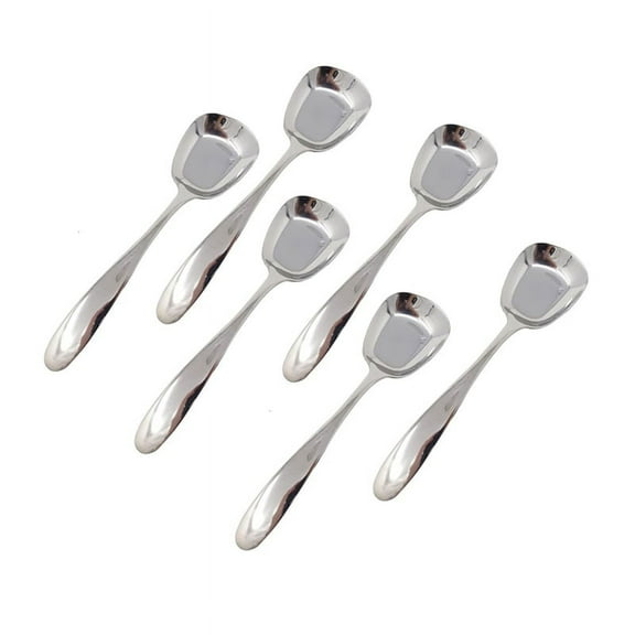 Square-Head Stainless Steel Spoons - 6 Pack, 17 cm Each for Ice Cream, Rice, Soup