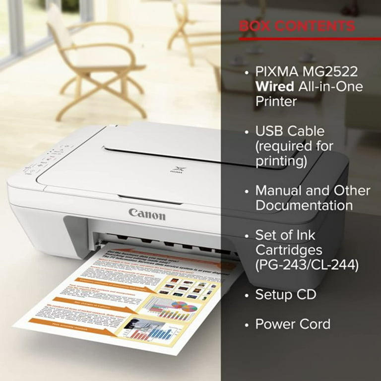 Canon PIXMA MG2520 - Multifunction printer - color - ink-jet - 8.5 in x 11.7 in (original) - (media) - up ipm (printing) - 60 sheets - USB 2.0 - Walmart.com