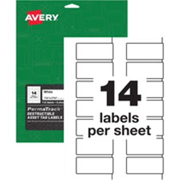 PermaTrack Destructible Asset Tag Labels, White