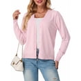 thumbnail image 2 of JWD Womens Cardigan Open Front Button Down Long Sleeve Knit Sweater Top Lightweight Casual Layering Cardigan Pink White L, 2 of 4