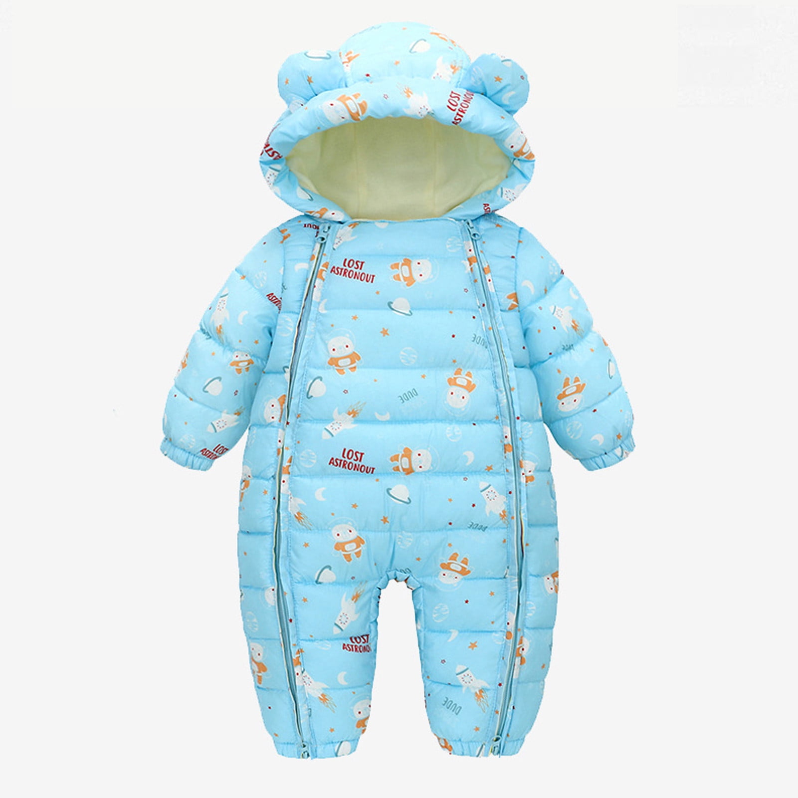 Unisex Jumpers for Baby Boys Clothes Romper Outerwear Boy Ear Baby Bear Snowsuit Jumpsuit Zipper Winter Girl Hooded Coat Jacket Boys Coat&jacket Size 12-18 Months Blue