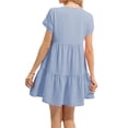 thumbnail image 4 of Langwyqu High Waist Women Solid Color V-Neck Loose Mini Dress, 4 of 5