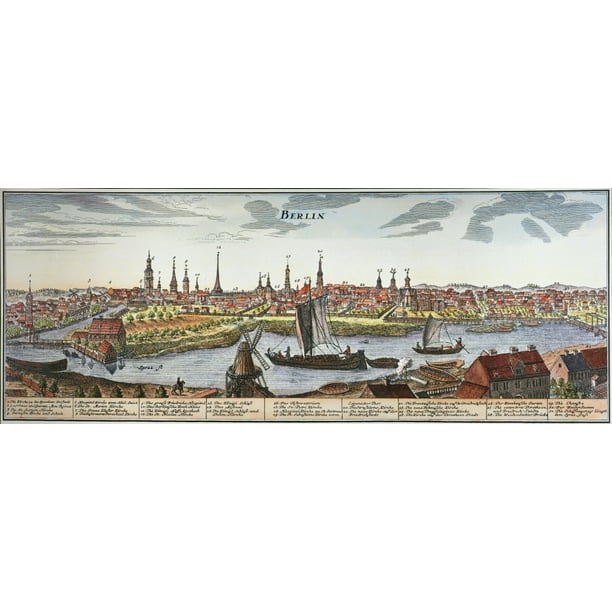 Berlin Germany 1737 Ngerman Engraving Rolled Canvas Art -  (24 x 36)