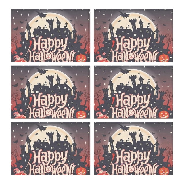 Ensemble de 6 Sets de Table d'Horreur Citrouille Effrayante pour Halloween Décorations de Table de Fête Intérieure