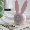 thumbnail image 4 of Rabbit Shaped Alarm Clock Cartoon Bedside Clock Kids Students Timer Night Light Pink, 4 of 9