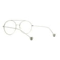 thumbnail image 4 of SA106 Round Double Bridge Metal Frame Airman Style Sunglasses Silver Clear, 4 of 4