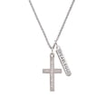 thumbnail image 2 of Delight Jewelry Stainless Steel Jeremiah 31:3 - Everlasting Love Engraved Cross - Silvertone Fearless Bar Charm Necklace, 23", 2 of 4