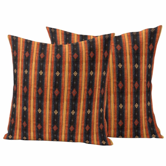 2 Pack Outdoor Waterproof Throw Pillow Covers,Striped Southwest Ethnic Trial Style Decorative Square Patio Pillowcases for Chair Couch Sofa 16x16in