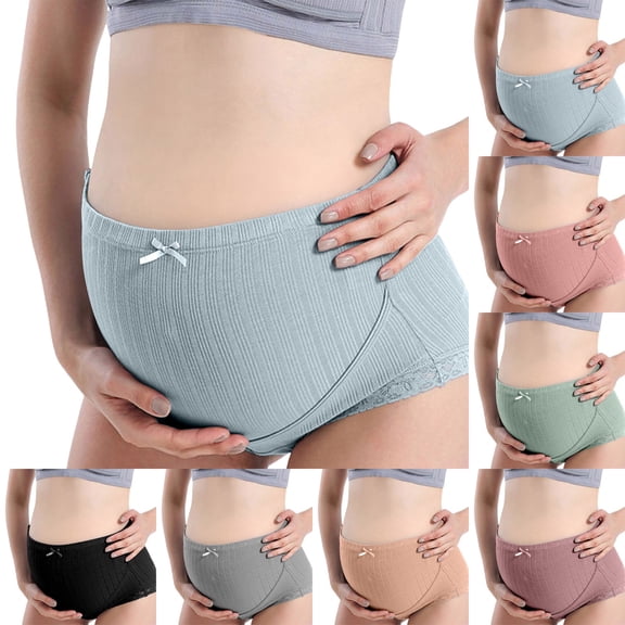 GEWSEY Maternity Underwear, Pure Comfort Cotton Panties, Women's Maternity Pregnancy High Waist Underwear (Green, XL)
