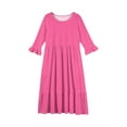 thumbnail image 4 of Inglocry Girls Maxi Dress Crew Neck A-line Loose Flowy Tiered Holiday Casual Dresses with Pockets for 5-14 Years Hot Pink 4-5Year, 4 of 4