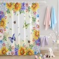 thumbnail image 2 of Shower Curtain Sunflower Daisy Butterfly Bee Shower Curtains for Bathroom Decor, Waterproof Polyester Shower Curtain Set with Hooks, Extra Long 72" x 96" Spring Floral Yellow, 2 of 9