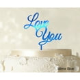 thumbnail image 1 of Love You Wedding Cake Topper Mirror Blue Cake Topper Color Option Available 6-7 Inches Wide, 1 of 1