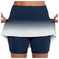 thumbnail image 2 of FASHOFT Tennis Skirts For Women Gradient Color Elastic Double Layer Skort With Pockets For Daily Fitness And Sports Wear Womens Athletic Skirt Dark Blue, 2 of 6