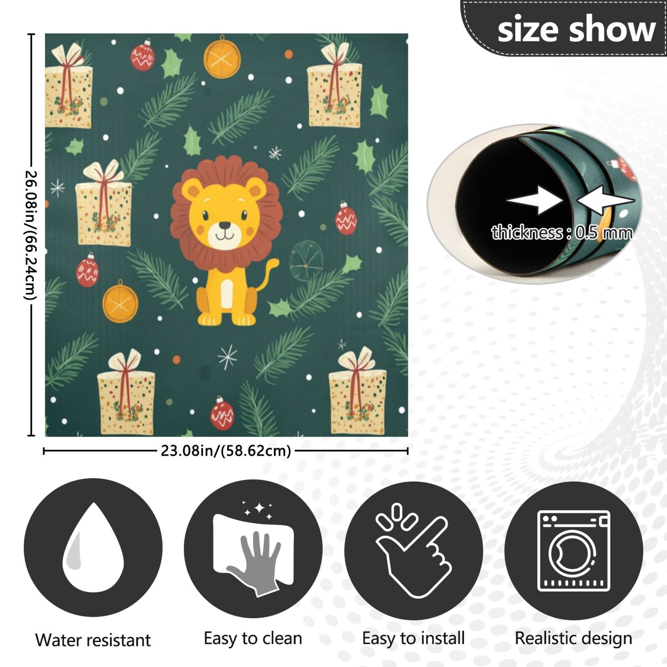 Dishwasher Magnetic Sticker 23x26 Inch Refrigerator Magnetic Sticker Washing Machine Magnetic Sticker Kitchen Panel Magnetic Sticker Home Decor Christmas Lions and Presents