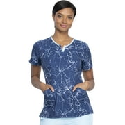 Dickies Dynamix Medical Scrubs Top for Women Shaped V-Neck DK851, L, Crackle Me Up