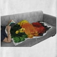 thumbnail image 6 of Rasta Soft Flannel Fleece Throw Blanket, Iconic Reggae Music Singer Abstract Design Sun and Palm Trees, Cozy Plush for Indoor and Outdoor Use, 70" x 90", Orange Yellow, by Ambesonne, 6 of 6