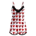 thumbnail image 4 of Pajamas For Women Set Valentines Heart Graphics V Neck Vest Top And Elastic Waist Shorts Sleepwear Soft 2 Piece Outfits Loungewear Sets Red L, 4 of 5
