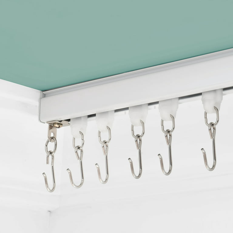 ChadMade Ceiling or Wall Mount Track Kit with Hooks, Small Size for Space  3ft - 6ft Wide, Work for Grommet and Pinch Pleat Curtain 