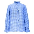 thumbnail image 6 of Kilaqueen Shirts for Women Long Sleeve Plaid Ruffled V Neck Button Down Shirts Casual Trendy Business Work Fall Tops, 6 of 8