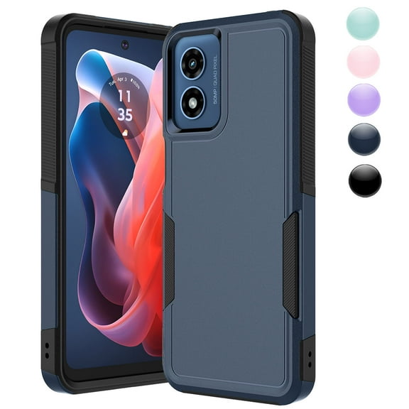 Njjex Rugged Case for Motorola Moto G Play 4G 2024 | Heavy Duty Shockproof Cover | Protective Case for 6.5" Phone (AT&T/T-Mobile/Verizon/Unlocked)-Blue
