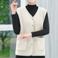 thumbnail image 5 of Crunowin Women's Fleece Vest Outerwear, Sleeveless Lightweight Buttoned Jackets Warm Soft Vests with Pockets White L, 5 of 7