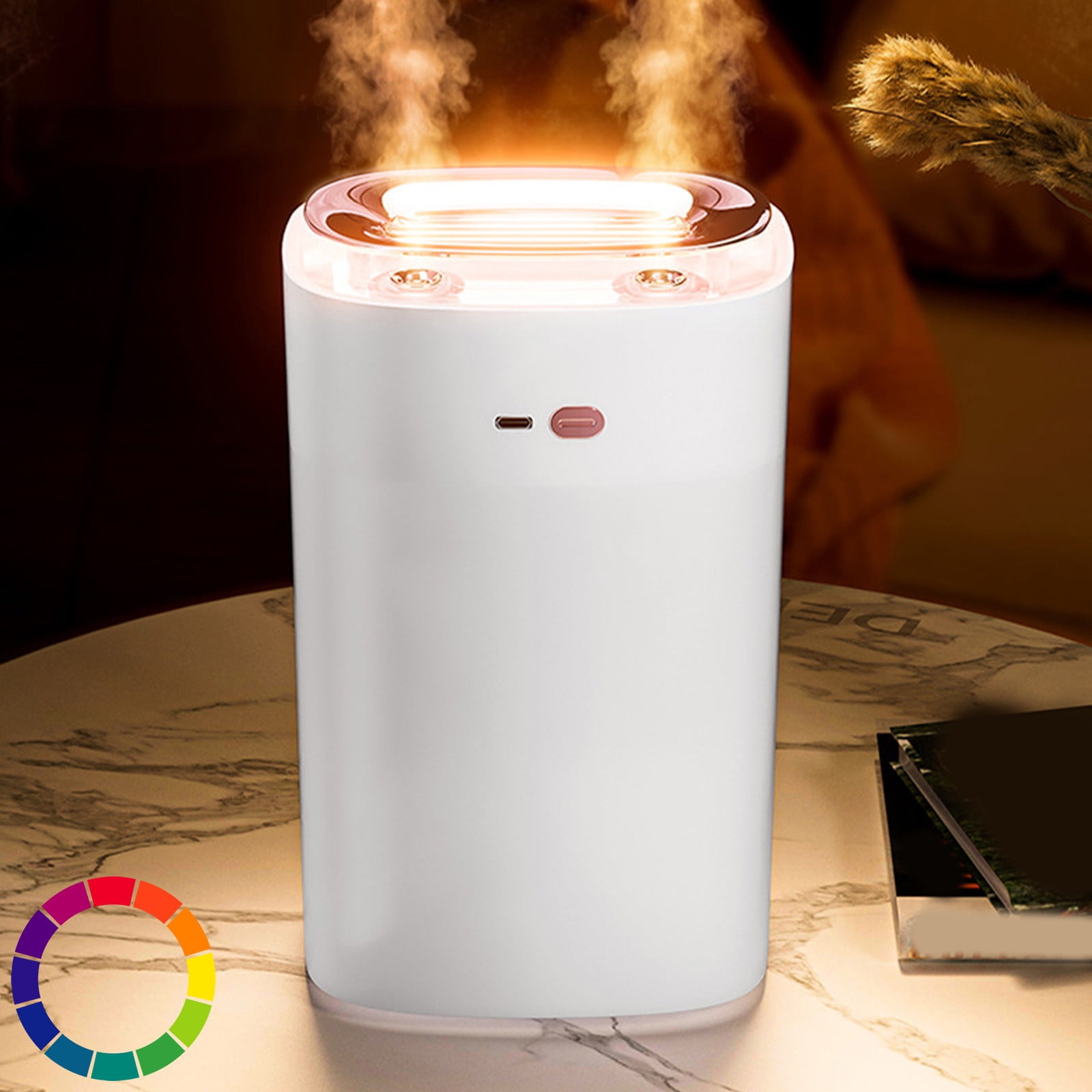 USB Humidifier with Light, Large 1300ML Quiet Cool Mist Humidifier for Car Office Bedroom Plants, Easy to Clean Portable Humidifier for Home Travel, Safe and Overheat Protection