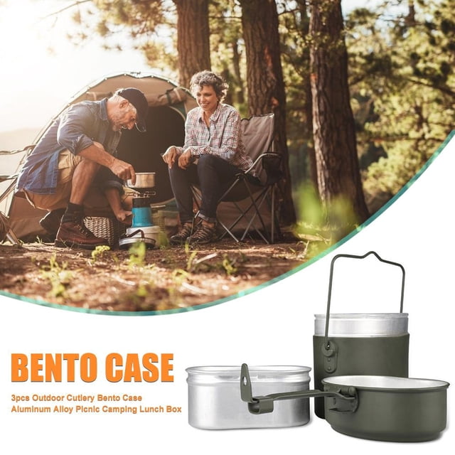 Juego de sartenes para acampar de aleación de aluminio para contenedores de alimentos para equipos de mochilero Hugtrwg Para estrenar