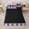 thumbnail image 4 of Manfei Cute Black Bowtie Zipper Queen Comforter Set with Fitted Sheet and 2 Pillowcases,Geometric Lines Art Zipper Bedding Set,Black Reversible,4pcs, 4 of 7