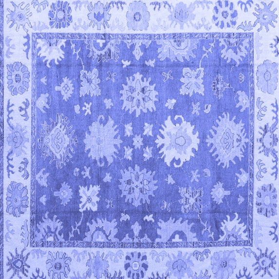 Ahgly Company Machine Washable Indoor Square Oriental Blue Traditional Area Rugs, 5' Square