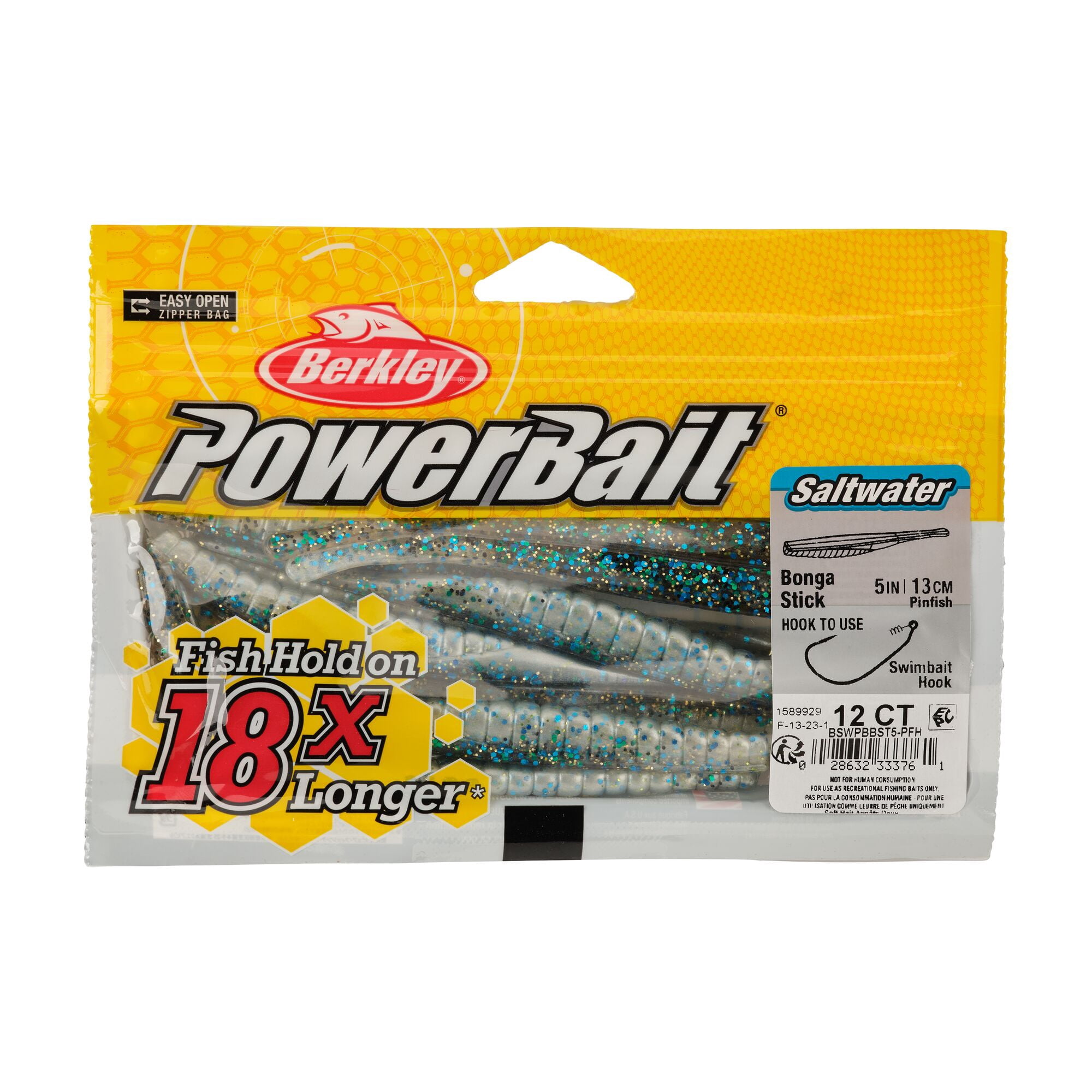 Berkley PowerBait® Saltwater Bonga Stick, 5 in, Jerkbaits, Pinfish (12-count)