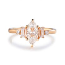 solitaire jewels 1.5CT Marquise Moissanite 5 Stone Engagement Ring For Women, 14K Rose Gold