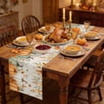 thumbnail image 2 of Orange Green Pumpkins Fall Table Runner - 90 Inch Long Thanksgiving Maple Leaf Rustic Cotton and Linen Blended Dress Scarves Farmhouse Table Runner for Kitchen Dining, Coffee Table, 13" x 90", 2 of 8