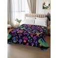 thumbnail image 3 of King Size Flat Sheet Only, Purple Green Mushroom Soft Brushed Microfiber Bed Sheets, Abstract Art Botanical Gradient Hotel Quality Breathable Bedding Top Sheet, Easy Care, 90"x102", 3 of 9