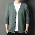 thumbnail image 2 of uikmnh Men's Knitted Cardigan Autumn and Winter Long Sleeved V Neck Wool Yarn Knit Sweater Jacket Trend Texture Solid Colour Button, 2 of 5