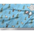 thumbnail image 2 of Soimoi Blue Cotton Duck Fabric Deer & Tree Watercolor Decor Fabric Printed Yard 44 Inch Wide, 2 of 3