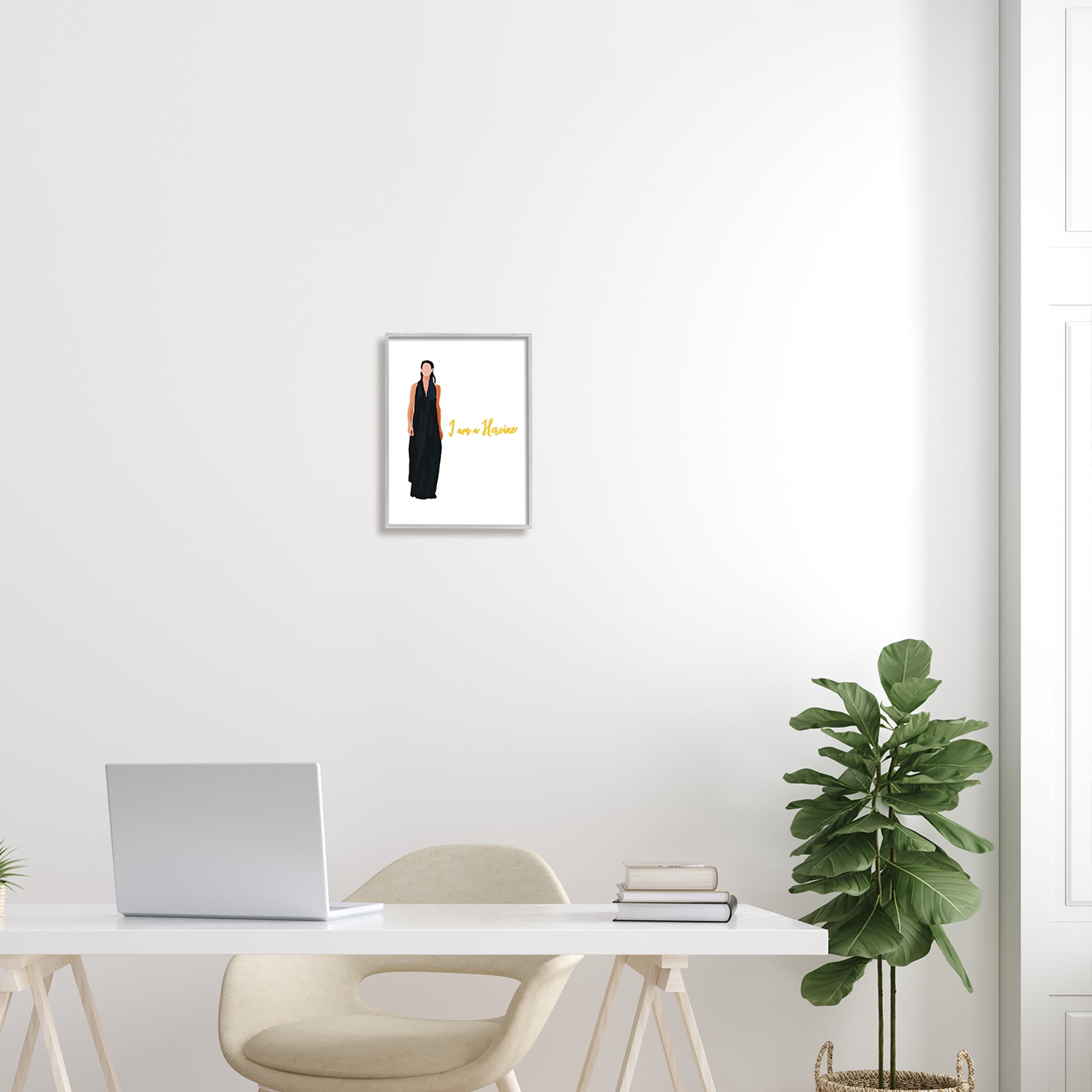 Stupell Industries Motivational Heroine Girl Power Phrase Female Fashion Graphic Art Gray Framed Art Print Wall Art, Design by Amelia Noyes