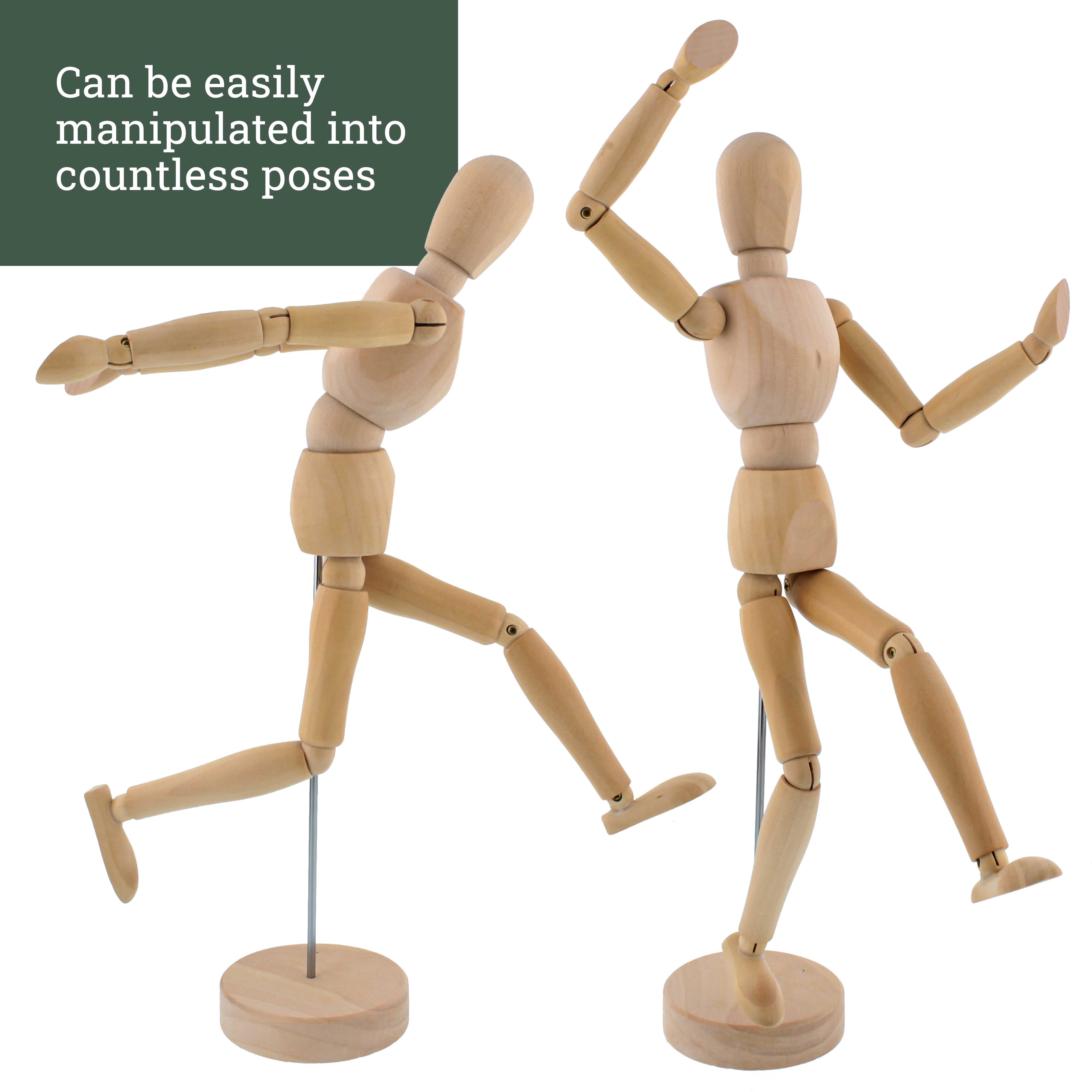 US Art Supply 12" Male Manikin Set of 6 Wooden Art Mannequin Figure