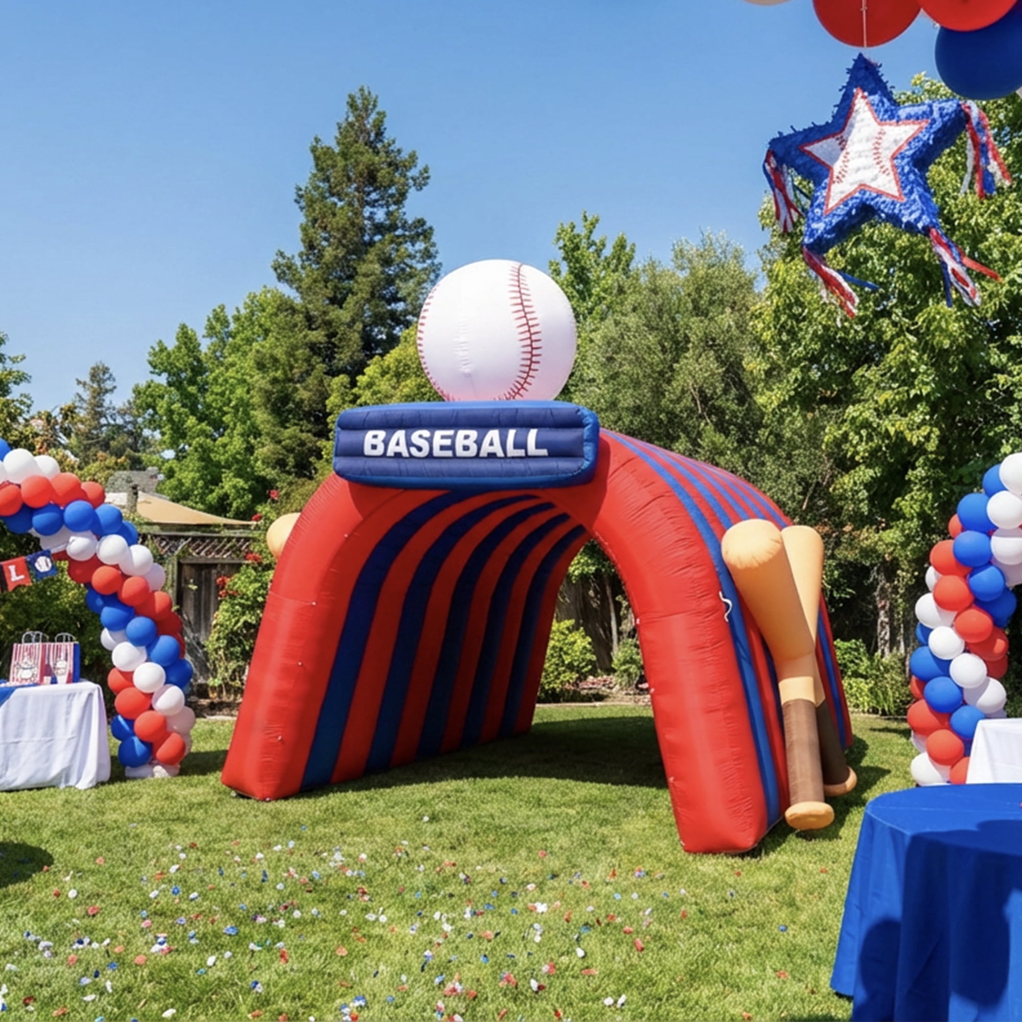 Wellcomer Inflatable Baseball  Tunnel, Entrance Sport Tunnel Tent with Blower