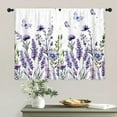 thumbnail image 3 of Purple Floral Lavender Flower Kitchen Curtains 27.5W X 39L Inch 2 Panel Rod Pocket Spring Small Short Cafe Tier Window Drapes Farmhouse Country Vintage Rustic Wildflower Bathroom Home Decor, 3 of 6