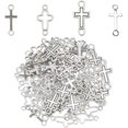 thumbnail image 1 of 80 piezas de dijes de eslabón en 4 estilos, conectores de estilo tibetano de aleación de plata, colgantes de crucifijo de metal para manualidades, pulseras, collares y joyería., 1 of 5