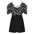 thumbnail image 4 of Usmixi Summer Tee Shirt for Women Women's Cold Shoulder Tops Empire Waist Top Western Ethnic Diamond Print Short Sleeve Shirts Casual Blouses Tunics Black XXXXL, 4 of 5