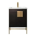 thumbnail image 2 of Fine Fixtures - Modern Black 24" Bathroom Vanity Set, Satin Brass Hardware, Vitreous China Sink Top, 2 of 5